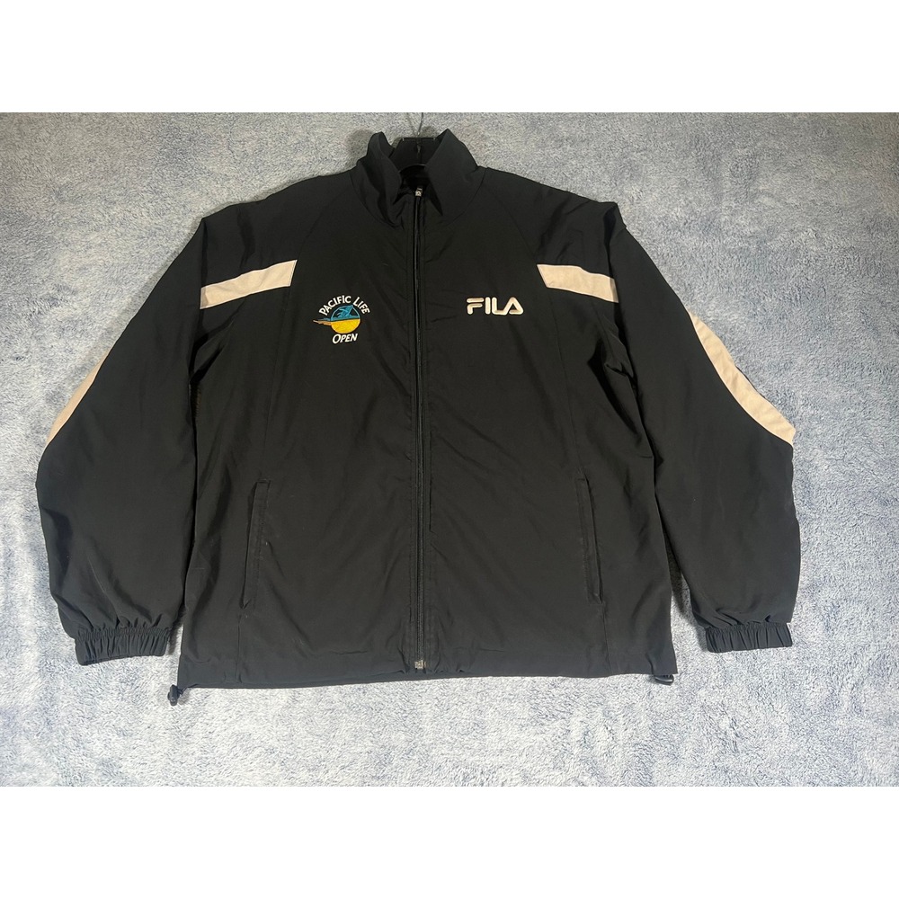 Fila Pacific Life Open Tennis Jacket Mens Black Full Zip Windbreaker‎ Large